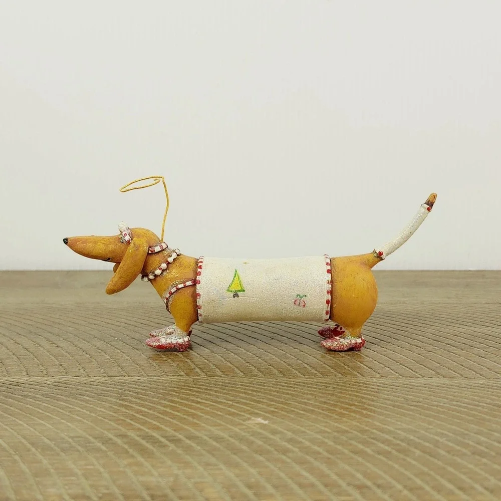 Patience Brewster Mackenzie Childs Krinkles Dachshund Halo Christmas Figurine